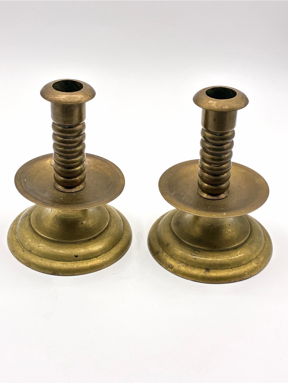 Vintage S Eastman Concord NH Solid Brass Candlestick Holders Pair USA